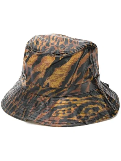 Ganni Tiger Print Bucket Hat In Neutrals