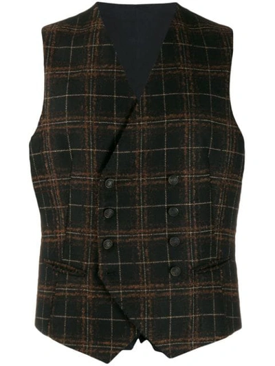 Tagliatore Checked Waistcoat In Black