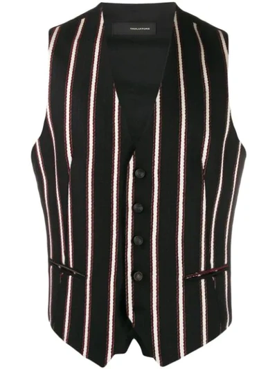 Tagliatore Striped Waistcoat In Black