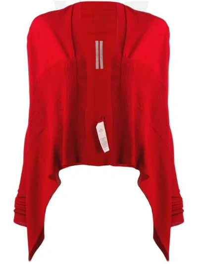 Rick Owens Cropped Draped Cardigan In Red