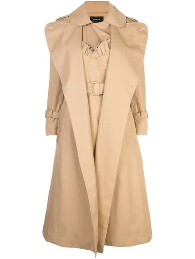 Simone Rocha Double Breasted Peacoat In Neutrals