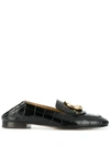 Chloé Chloe Black Croc Chloe C Loafers