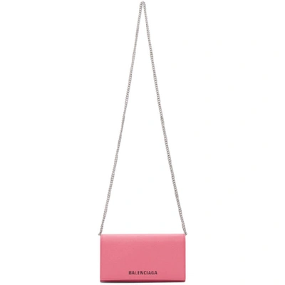 Balenciaga Pink Ville Phone Pouch Chain Bag
