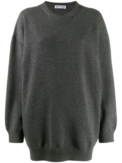Balenciaga Interlocking Bb Logo Wool Sweater In Grey