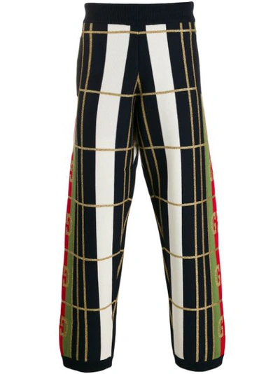 Gucci Checked Knitted Trousers In Blue
