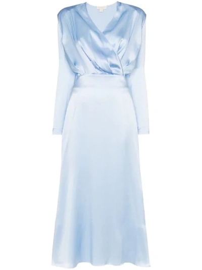 Materiel Kleid Mit V-ausschnitt In Blue
