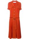 Victoria Victoria Beckham Pleat Detail Shirt Dress In Orange