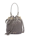 Miu Miu Matelassé Drawstring Bucket Bag In Grey