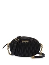 Miu Miu Matelassé Oval-shape Shoulder Bag In Black