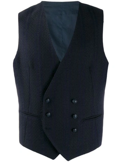 Tagliatore Textured Double-breasted Waistcoat In Blue
