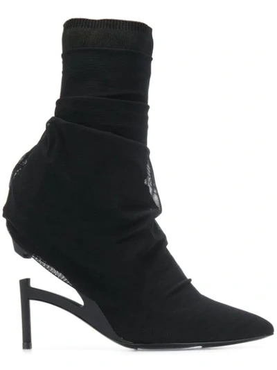 Ben Taverniti Unravel Project Tulle Layered Ankle Boots In Black