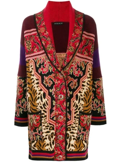Etro Single Breasted Cardi-coat In Red