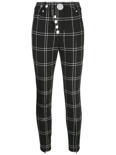 Alexander Wang High Waisted Trousers With Snap Detail In Blackwhite