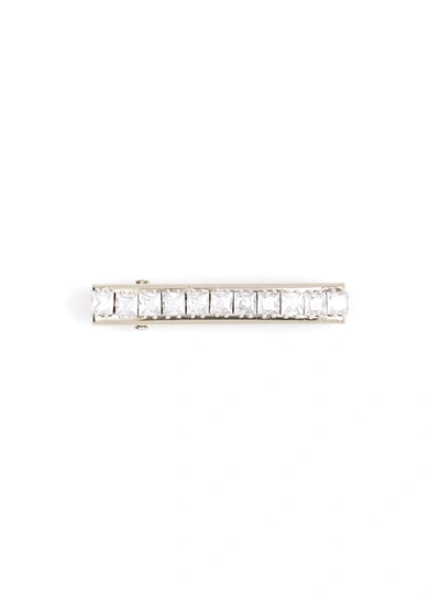 Venna Glass Crystal Linear Bar Hair Clip In Metallic