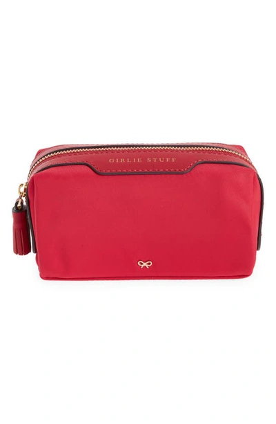 Anya Hindmarch Girlie Stuff Nylon Cosmetics Bag, Red In Pink