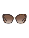 Valentino V-temple Acetate Butterfly Sunglasses In Havana/brown Gradient