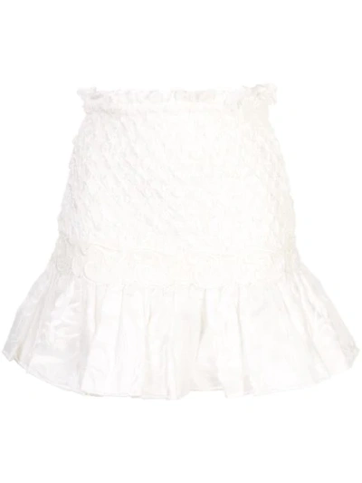 Alexis Lotus Cloque Flounce Skirt In White