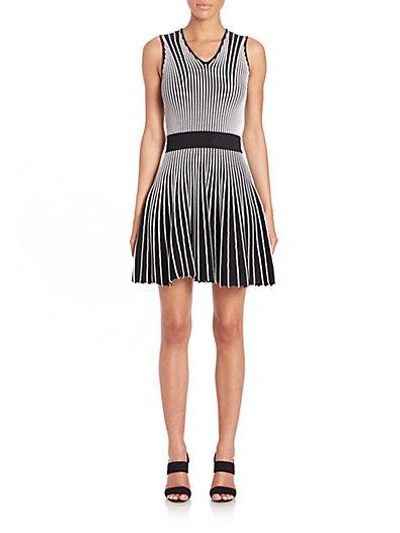 Opening Ceremony Striped A-line Dress In Black Multi
