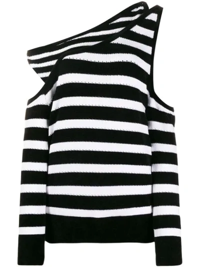 Balmain Striped Layered Sweater In Eab Noir/blanc