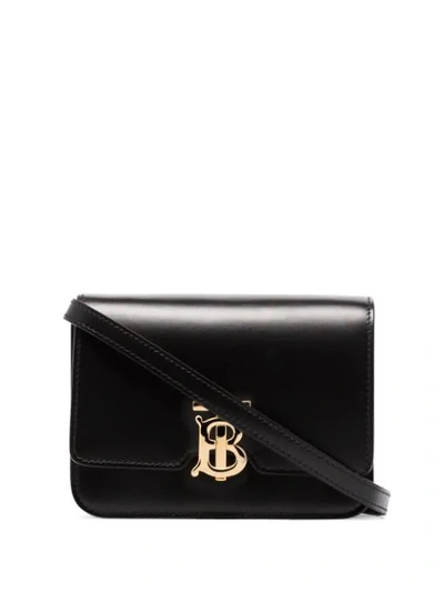 Burberry Logo Leather Mini Shoulder Bag In Black