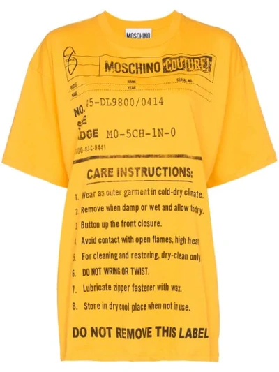 Moschino Oversized Care Label-print T-shirt In Yellow