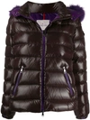 Moncler Fur Lined Puffer Jacket In Purple