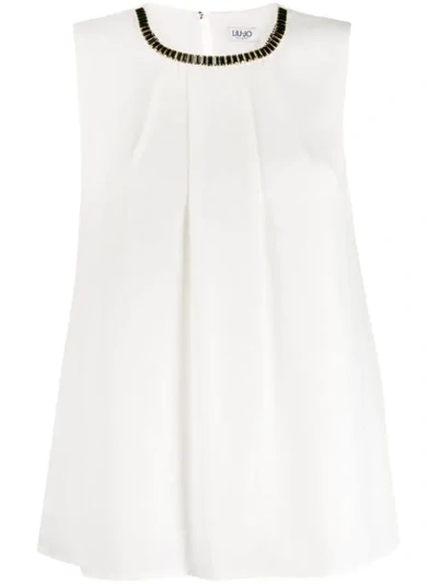 Liu •jo Embellished Sleeveless Top In White