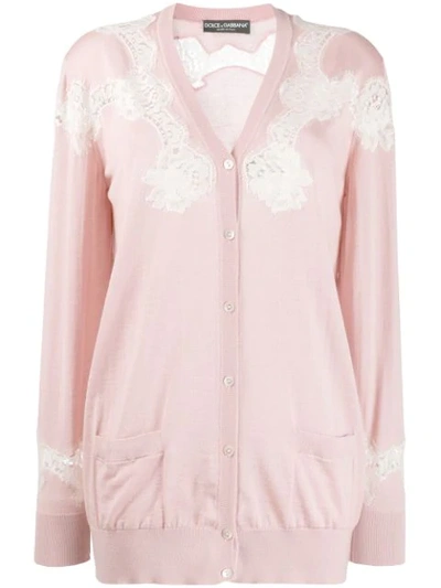 Dolce & Gabbana Lace Cardigan In Pink