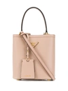 Prada Top Handle Mini Bucket Bag In Neutrals