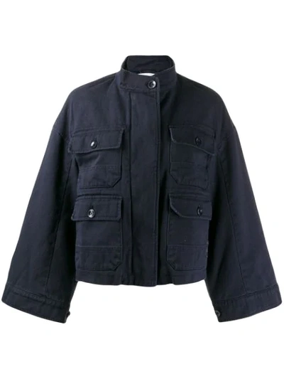 Closed Wide Sleeve Jacket In Blue