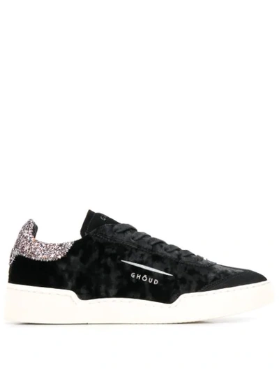 Ghoud Glitter Heel Lace-up Trainers In Black
