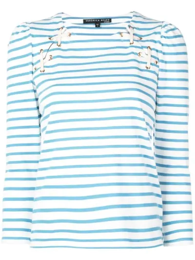 Veronica Beard Striped T-shirt In White ,blue