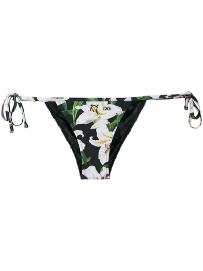 Dolce & Gabbana Lily Print Bikini Briefs In Black