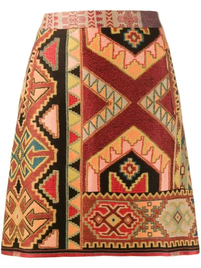 Etro Mini Jacquard Skirt In Red