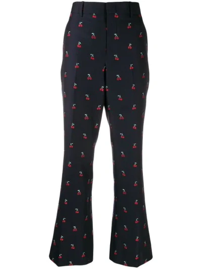 Gucci Cherry Fil Coupé Bootcut Trousers In 4956 Blue