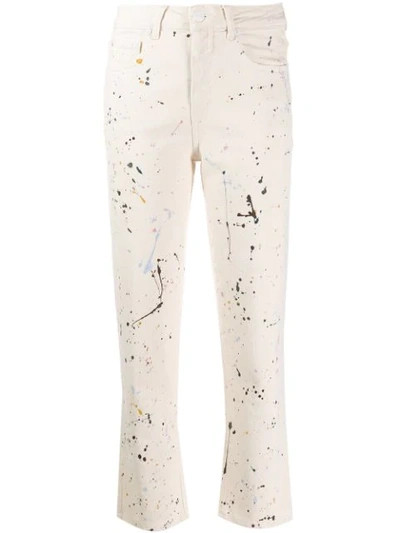 Closed Paint Splatter Straight Cropped Jeans In Neutrals