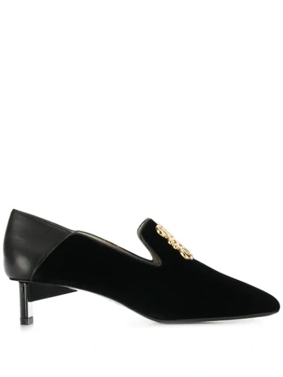 Loewe Velvet Heeled Loafers In Black