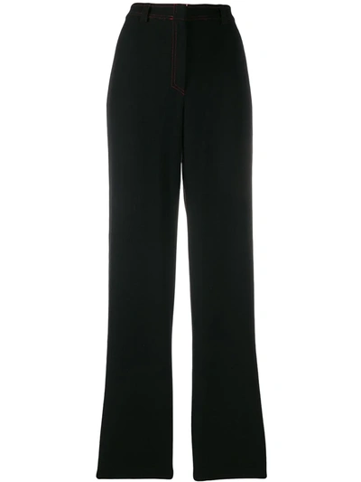 Pre-owned Versace 1990's Contrast Stitch Trousers In Black