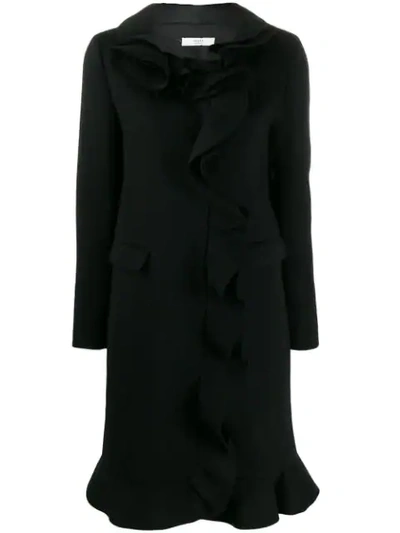 Pre-owned Prada 2000's  Ruffle Coat In Black