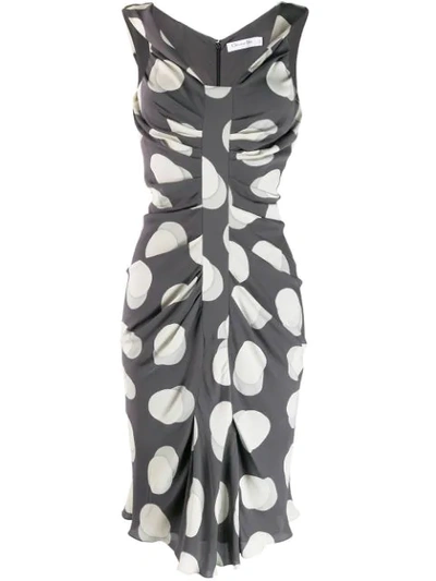 Pre-owned Dior 1990's Polka Dot Dress In Grey