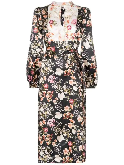 By Timo Bytimo Tie Detail Floral Dress In Black
