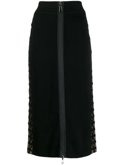 Fendi Front Zipper Fitted Skirt In Black