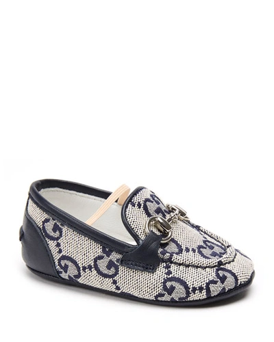 Gucci Jordaan Gg Supreme Canvas Loafers, Baby In Blue