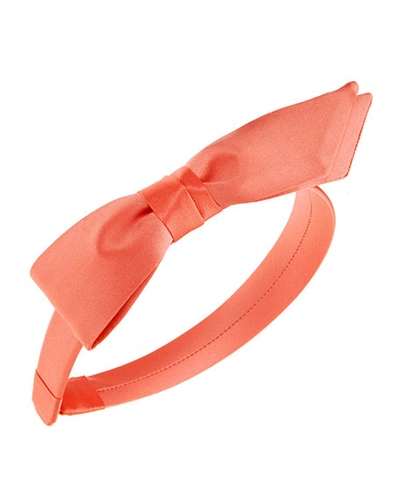 L Erickson Bermuda Bow Silk Headband In Satsuma Orange