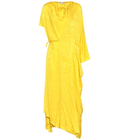 Balenciaga Silk-jacquard Dress In Yellow