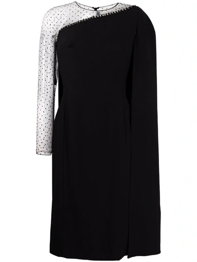 Jenny Packham Women's Rey Cape-overlay Crepe And Tulle Dress In Black