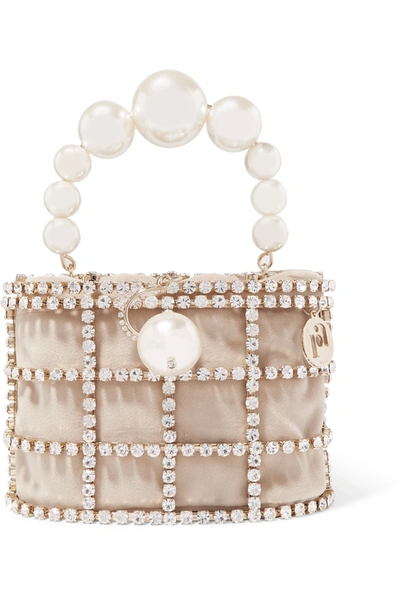 Rosantica Holli Embellished Gold-tone And Velvet Tote In Neutral