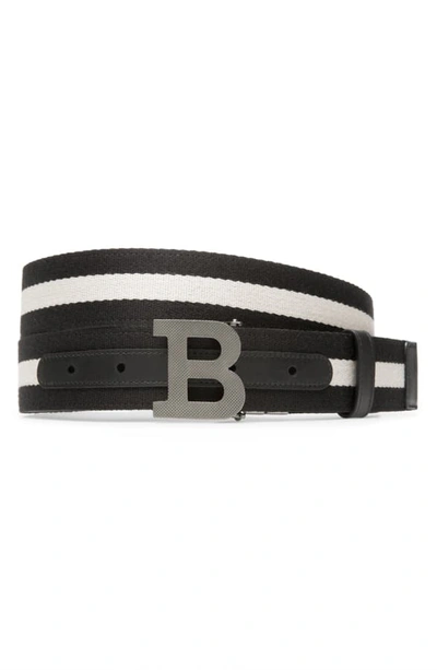 Bally B Buckle Belt In Black/ Beige