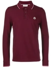 Moncler Maglia Long-sleeve Flag Trimmed Regular Fit Polo Shirt In Red