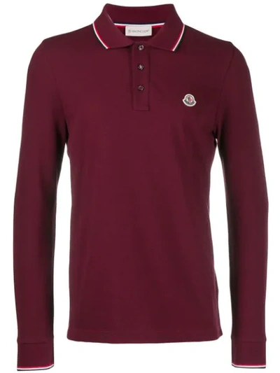 Moncler Maglia Long-sleeve Flag Trimmed Regular Fit Polo Shirt In Red